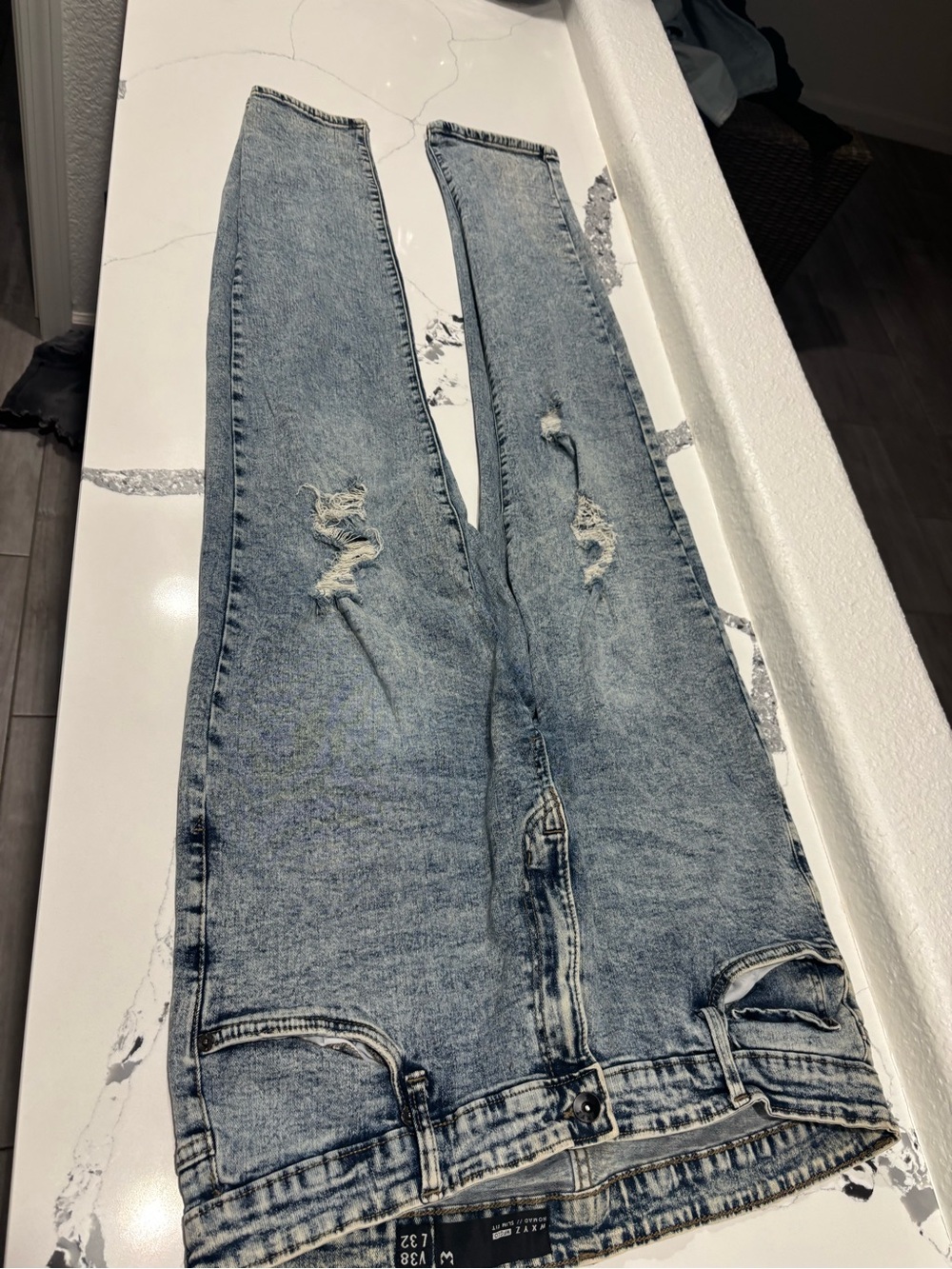 Slim Fit Light Blue Distressed Men’s Jeans